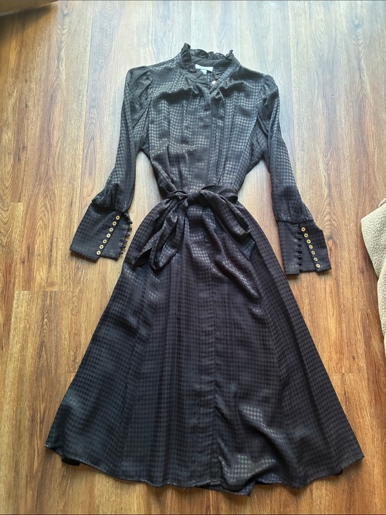 Calvin Klein Dresses & Skirts - Women’s Black Long Sleeve Tie-Waist Midi Dress 6
